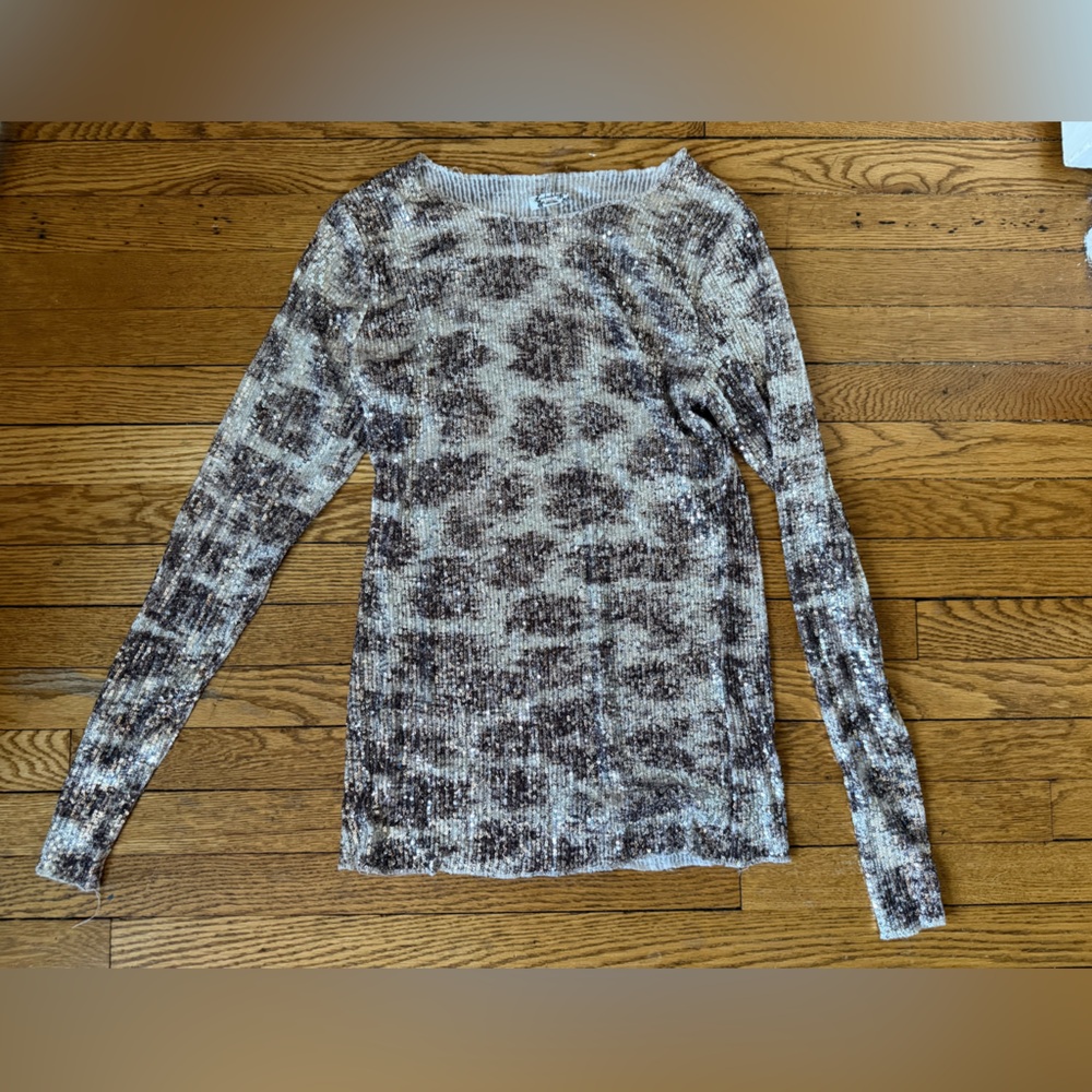 Free People Printed Gold Rush Long Sleeve Top - Size Large - NWOT